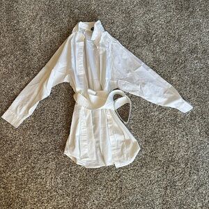 White Long Sleeve Shirt with Belt